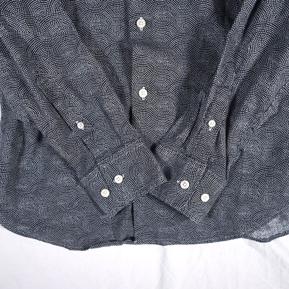 Banana Republic Linen Blend Button Up Shirt Black White Polka Dot Medium - Picture 3 of 8